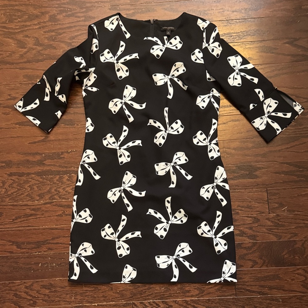 Banana Republic Black Dress with White Pattern